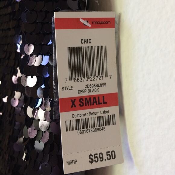 INC INTERNATIONAL CONCEPTS Black Sequin Embellished Sleeveless Blouse Top XS - Picture 6 of 6